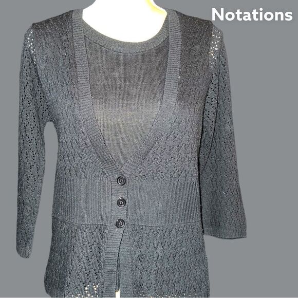 Notations ntn black one piece sweater with 2 piece look! - Picture 2 of 9